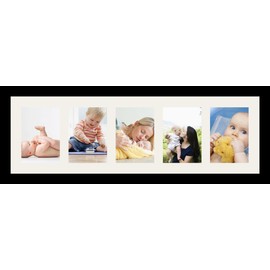 ArtToFrames Collage Photo Frame Single Mat with 5-5x7 Openings and Satin Black Frame.
