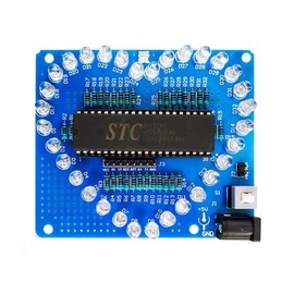 LED Heart-Shaped Light Electronics Module, Electronic DIY Circuit Kit Single Chip Microcomputer for Soldering Practice