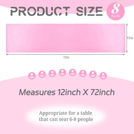 8 Pack Pink Table Runner 12 x 72 Inch Satin Table Runner for Rectangle Round Tables,Pink Table Runners for Wedding,Birthday Banquets Engagements Party Decoration