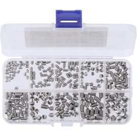 HOBBYIN 260Pcs Metric M3 M4 M5 M6 Allen Head Hex Socket Set Screws, Internal Hex Drive Grub Screws, 304 Stainless Steel Cone Point Set Screw Assortment Kit