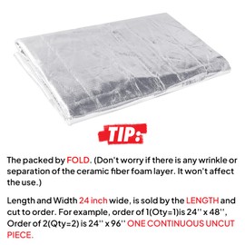 SUNNAREPOON High Temp Ceramic Foil Heat Shield Mat Fireproof Insulation Roll 97% Reflecting Thermal Barrier Adhesive Backed (18inch x 24inch)