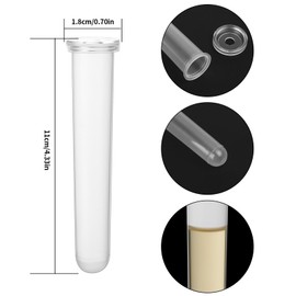 32 x Test Tubes for Flower Tubes, Plastic, Water Tubes for Flowers, Test Tube Vase, Orchid Tubes with Caps, Plastic, Reusable for Plants, Flower Arrangement, Decoration, 11 x 1.8 cm, transparent,