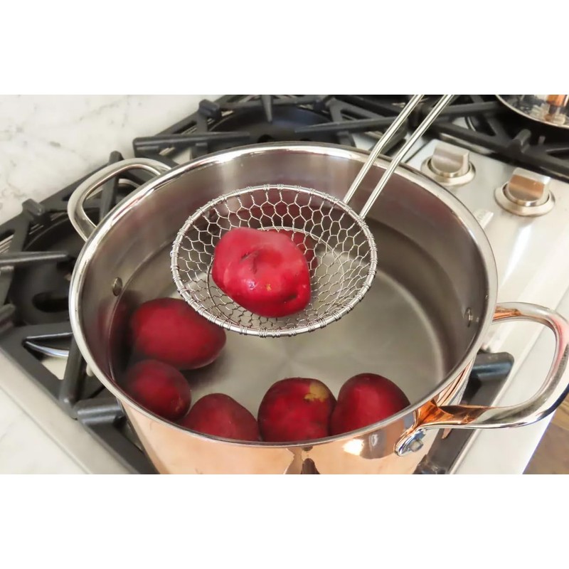 Spider Skimmer Strainer Spoon, 5-Inch Diameter, Stainless Steel Kitchen Wok