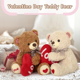 MorisMos Valentine's Day Teddy Bear, 17 Inches Valentine Gift Teddy Bear with Big Red Heart Love Plush for Girlfriend, Wife, Her, Him