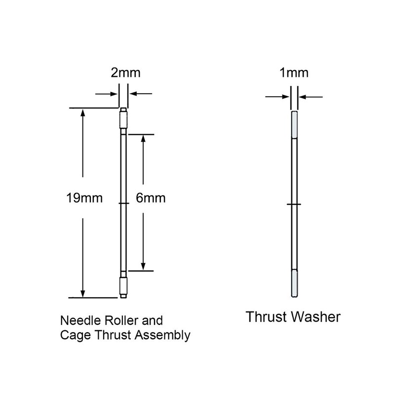 sourcing map AXK0619 Thrust Needle Roller Bearings with Washers 6mm