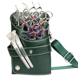Bolsa de Tijeras para Peluquería, Cinturón de Cintura Bolsillo Bolsero Kit de Cabello de Corte de Pelo Bolsillo Equipos de Peinado para Peinado para Estilistas (Green)
