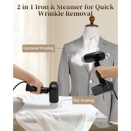 2025 Upgrade Steamer for Clothes, 2 in 1 Iron & Steamer for Quick Wrinkle Removal, 5 Adjustable Grades Temperature with LED Digital Display for Home, Office and Travel Use