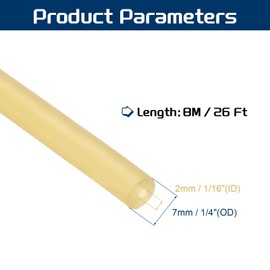 PATIKIL 26 Ft(8M) Rubber Tubing, 1/16"(2mm) ID x 1/4"(7mm) OD Sling Shot Rubber Tubing Natural Latex Rubber Tubing for Exercise Stretching Laboratory Home Hose, Primary Color
