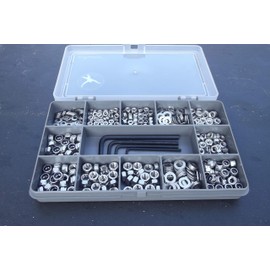 544 Assorted Nuts (Full Hex and Nyloc,) Washers and Allen Keys | M3, M4 and M5 | A2-70 (304) Stainless-Steel