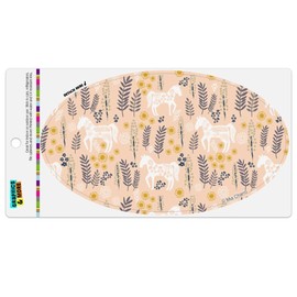 Mimi Horse and Flowers Automotive Car Refrigerator Locker Vinyl Euro Oval Magnet