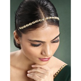 Aheli Kundan Studded Sheeshphool Matha Patti Sheeshpatti Hair Ethnic Jewellery Gift for Women