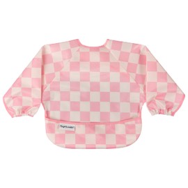 Tiny Twinkle - Full Sleeved Bib - Pink Checkers - Checkered Print, One Size