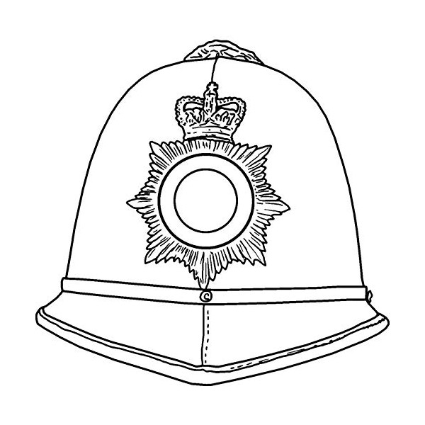 'Police Helmet' Rubber Stamp - Unmounted Design for Crafting &