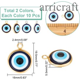 arricraft 20 Pcs Evil Eye Charm, Evil Eye Pendant Charms Blue Resin Beads Pendants for DIY Necklace Bracelet Jewelry Making