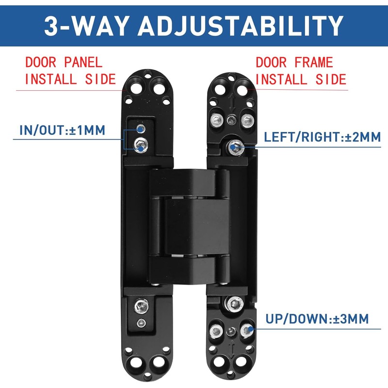 TamBee Hidden Hinges Concealed Door Hinge - Black, Zinc Alloy,