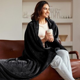 Exclusivo Mezcla Extra Large Fleece Throw Blanket for Couch, Sofa, 300GSM Super Soft and Warm Blankets, Black Throw All Season Use, Cozy, Plush, Lightweight, 50x70 Inches