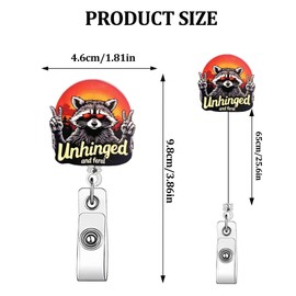 Funny Raccoon Badge Reel Nurse Retractable Badge Reel Acrylic Badge Clip Raccoon Badge Holder with Non-Slip Retractable Clip ID Card Holder for Nurse Doctor Teacher Office Worker