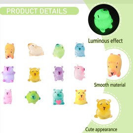 24 PCS Mini Resin Kapybara, Capybara Figures, Luminous Kapybara Mini Animals Stress Toys, Cute Capybara Trailers for DIY Garden Dollhouse Animals Accessories Micro Landscape Aquariums Party Decoration