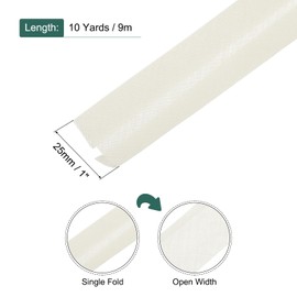 MECCANIXITY 1 Inch Single Fold Bias Tape Cotton Continuous Bulk Bias Tape for Sewing,Seaming Quilting Hemming Binding Crafts (Light White 10 Yards)