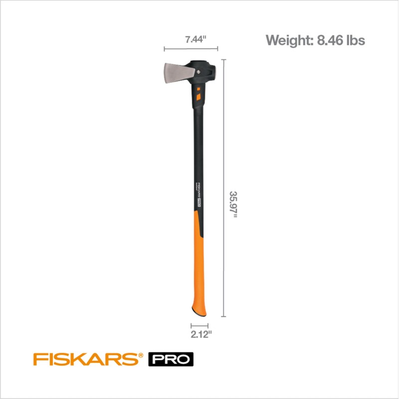 Fiskars Pro IsoCore Splitting Maul and Stainless Steel Axe, Wood