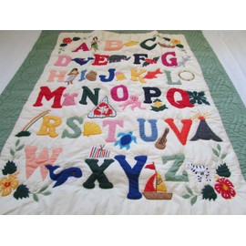 Hawaiian Quilt ABC Crib Baby Comforter Blanket Hand Quilted/Wall Hanging