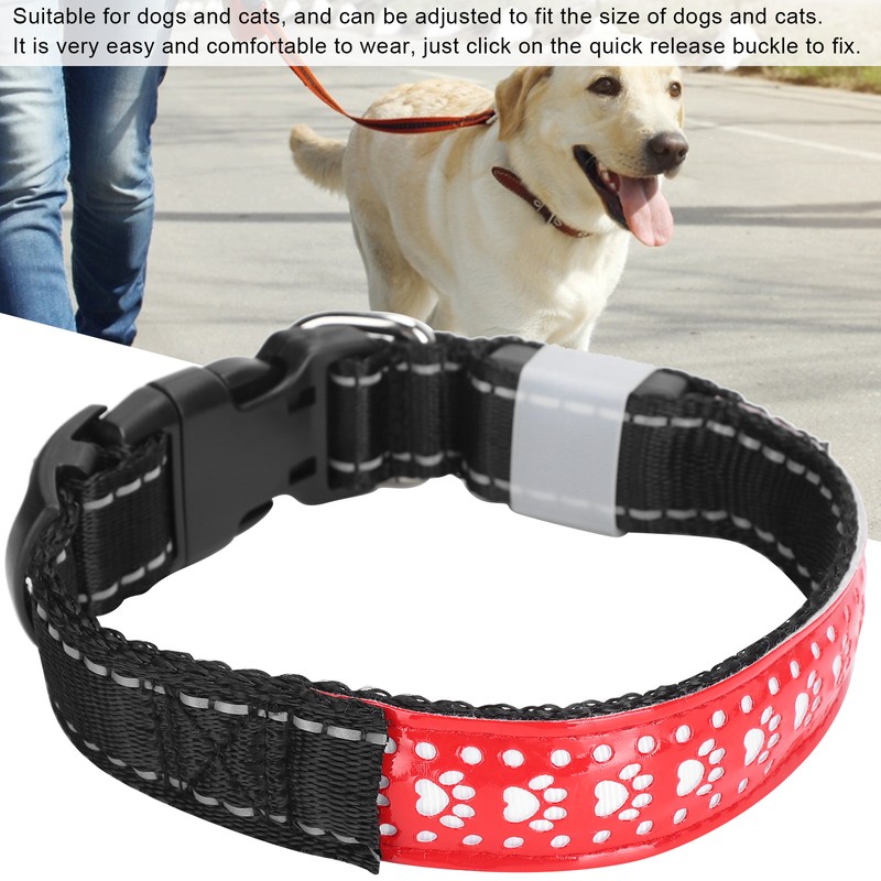 LED Pet Adjustable Collar USB Rechargeable Soft Dog Lighting Night