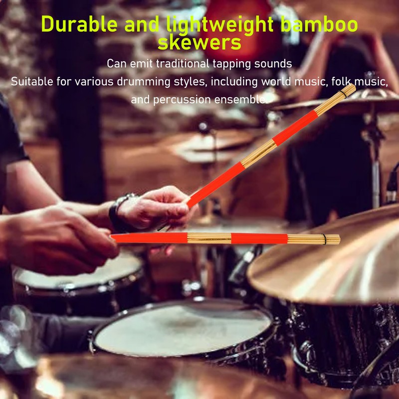 Drum Brush Bamboo Stick Set Soft Handle Easy to Play