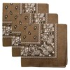 3 PK Cowboy Bandanas 100% Cotton 22 x 22 inch