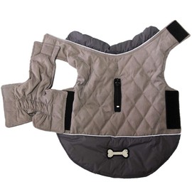 Vecomfy Reversible Dog Coats for Small Dogs Waterproof Warm Puppy Jacket for Cold Winter,Grey S