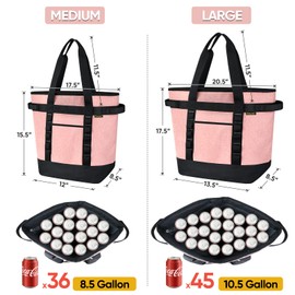 BALEINE Large 36-Can Cooler Bags Insulated, PEVA Soft Cooler Tote Bag, Insulated Grocery Bags with Zippered Top (8.5 Gallon, Black)