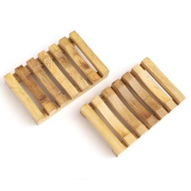 Kandid Natural Bamboo Soap Dish - Eco-Friendly Soap Holder with Strong Drainage for Sink or Shower - Easy to Clean - 12x8x1.5 cm