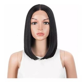 NOBLEe Peluca Negro Liso 31.7 Cm Con Fleco Noble