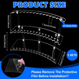 XEQWZVFR 2 Sets Acrylic Pen Display Stand 2 Tier Clear Pen Display Stand Rack Pencil Holder with Installation Tool,30 Slots 1.3cm/0.51" Brush Showing Stand Desk Crayon Display Stands for Vendor Events