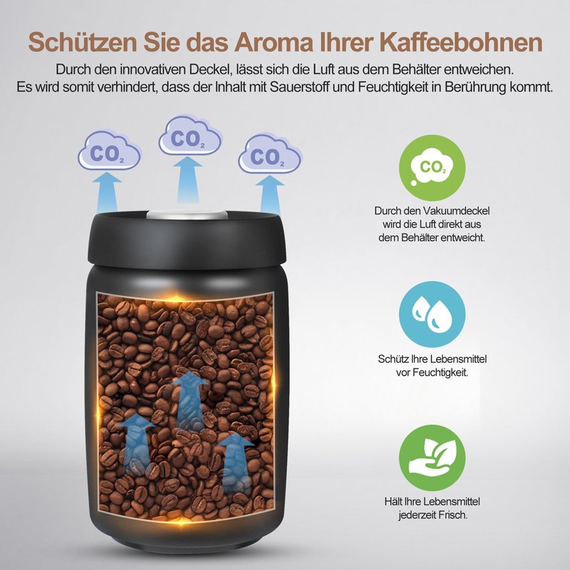 TTSTOIEE Vacuum Lid Coffee Tin (Coffee, Tea, Stainless Steel Container