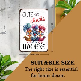 Chicken Coop Metal Sign Cute Chicks Live Here Chicken Coop Accessories Decor Signs for Coop Chicken Yard Art Farmhouse Decor 8x12 inch