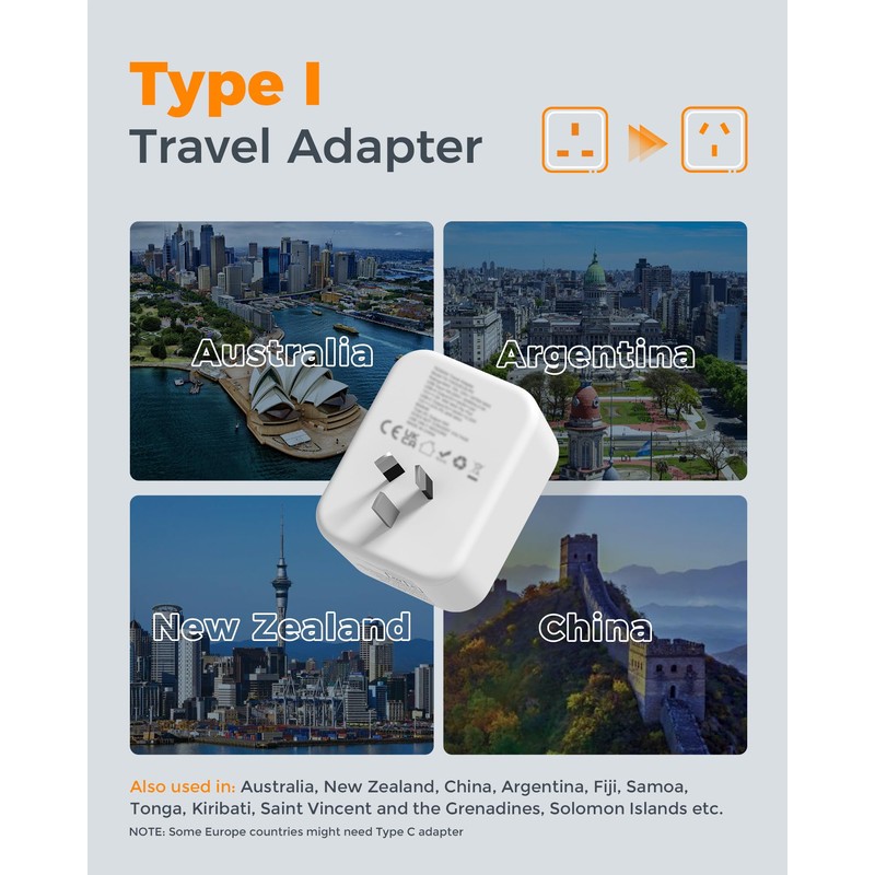 UK to Australia Plug Adapter, TESSAN Australian Plug Adaptor from