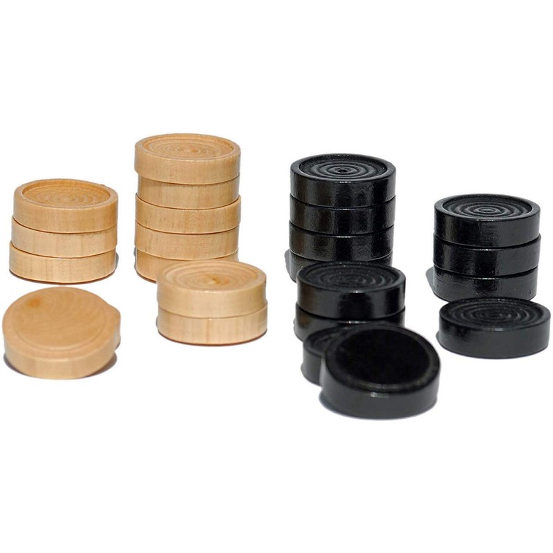 WE Games Wood Checker Pieces with Cloth Pouch - Black