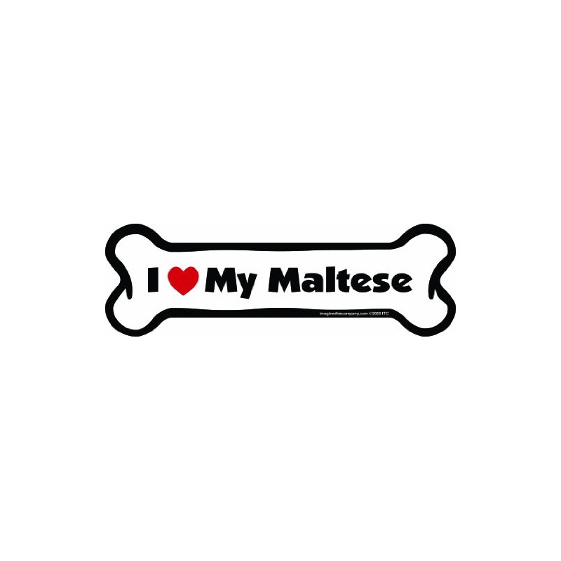 Imagine This Bone Car Magnet, I Love My Maltese, 2-Inch