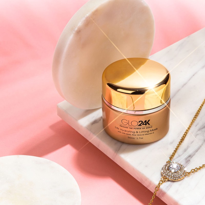 GLO24K Hydration and Lifting Mask with 24K Gold, Aloe Vera,