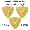 Clayton Ultem Gold Rounded Triangle Picks .80mm 3 Picks
