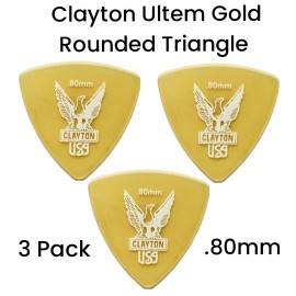 Clayton Ultem Gold Rounded Triangle Picks  .80mm  3 Picks