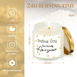 10 Pcs Thank You Candle Thank You for Being Awesome Scented Candles CNA Gifts Inspirational Candles Thank You Gifts for Women Nurses Teachers Graduation Gift (White)