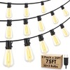 Larkvue 75FT(3x25FT) Outdoor String Lights, Patio Lights with 30+3 LED