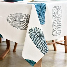 LOHASCASA Vinyl Oilcloth Tablecloth Rectangle Spillproof Wipeable Stainproof PVC Plastic Waterproof Tablecloths for Birthday,Christmas,Banquet Kitchen Dining Tablecloth - Colorful Leaf 54 x 84 inch
