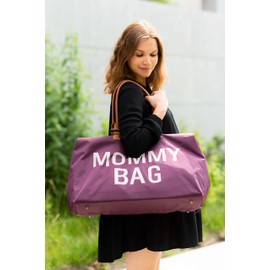 Childhome The Original Mommy Bag, Large Baby Diaper Bag, Mommy Hospital Bag, Large Tote Bag, Mommy Travel Bag, Baby Bag Tote, Pregnancy Must Haves (Aubergine)