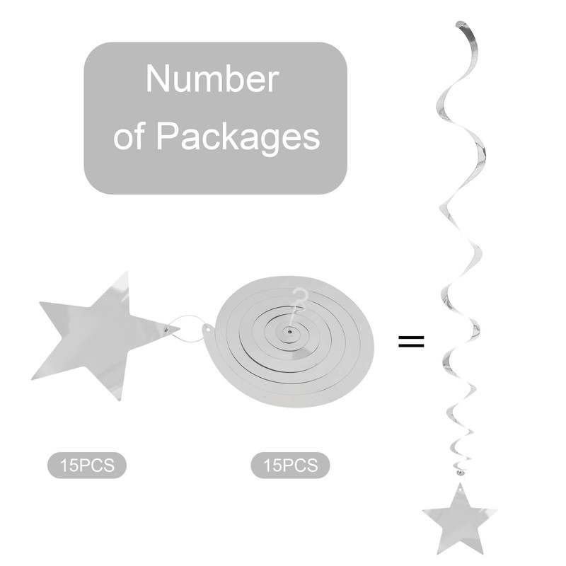 Sdfvsdg Silver Star Hanging Swirl Decorations Ceiling Swirl Foil Decoration