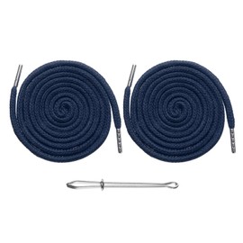 uxcell 2pcs Drawstring Cords 51" Replacement Drawstring Hoodie String Sewing Tool with Easy Threader for Hoodie Sweatpants Jackets Pants Hats Coats Bags, Navy Blue