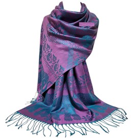 GFM® Women's Elephant Pattern Pashmina Style Scarf (Lilac Teal)(ELPASH-C-LiTl)