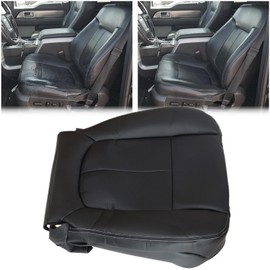 NLQR Front Driver Bottom Replacement Perforated Seat Cover Black Microfiber Leather Compatible with Ford F150 Lariat 2009-2014