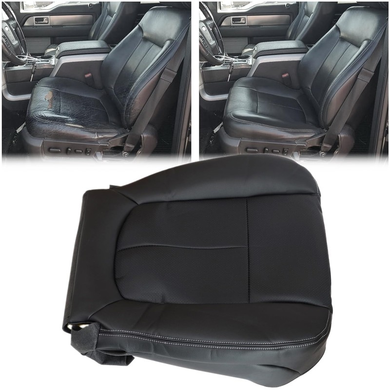 NLQR Front Driver Bottom Replacement Perforated Seat Cover Black Microfiber